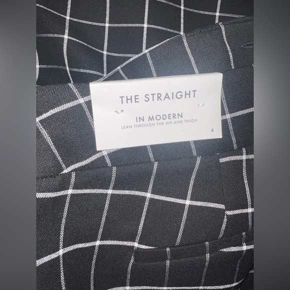 Ann Taylor Factory Straight Pants Windowpane Plaid Black White Size 4 NWT - Picture 4 of 6